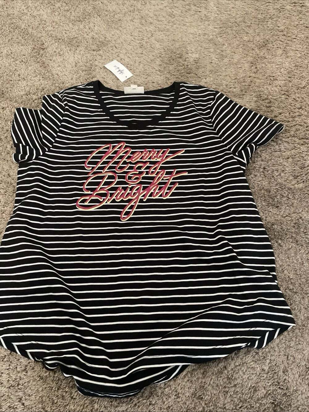 Style & Co | Women's Cotton T-Shirt Black | XXL Merry& Bright
